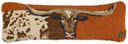 Hand-Hooked Wool Longhorn Throw Pillow 8x24 – Burnt Orange