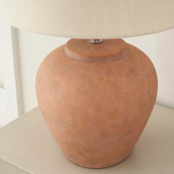 Rustic Terracotta Ceramic Table Lamp with Fabric Shade