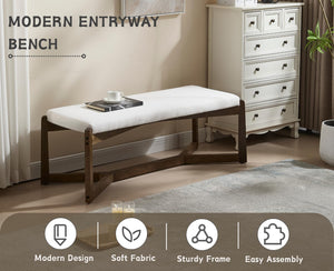 49-Inch Upholstered Entryway Bench with Solid Wood Frame