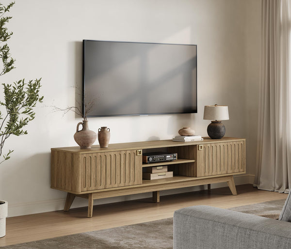 70" Fluted TV Stand with Storage Cabinets