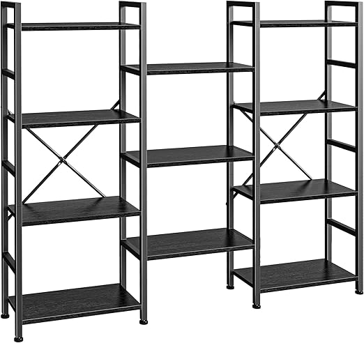 Industrial Ladder Bookshelf with Adjustable Shelves
