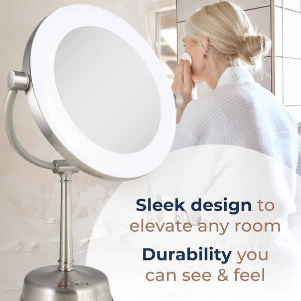 LED Lighted Makeup Mirror with Magnification & Dimmer
