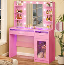 Vanity Desk with Mirror, Lights & RGB Drawers