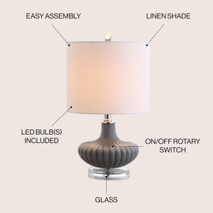 Fluted Glass Table Lamp 18" – Gray
