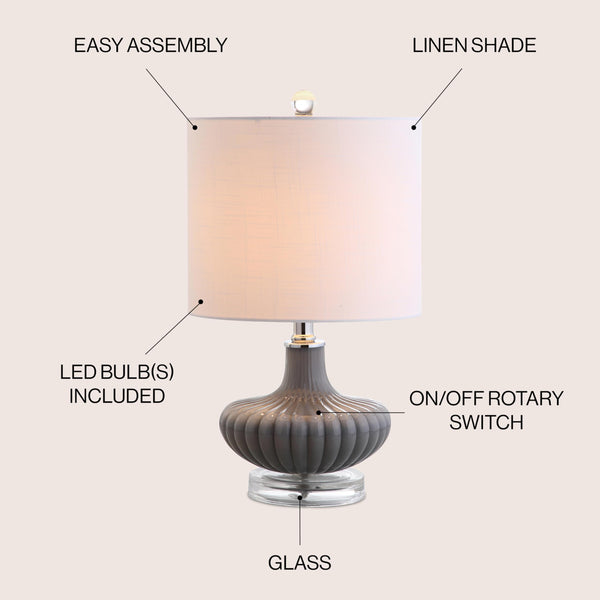 Fluted Glass Table Lamp 18" – Gray