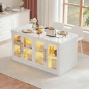 Rolling Kitchen Island with Storage & RGB Lighting
