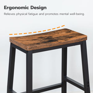 Industrial Saddle Bar Stools Set of 2 with Footrests