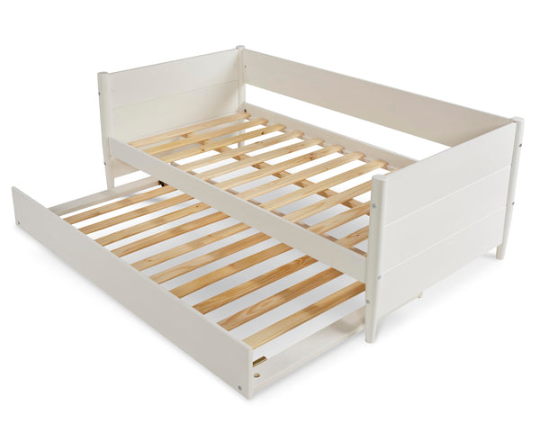Mid-Century Modern Twin Daybed with Trundle — Solid Wood