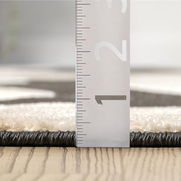 Beige & Black Swirl Modern Area Rug