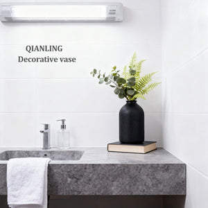 Black Ceramic Vase – Matte Finish, 8.6" Tall