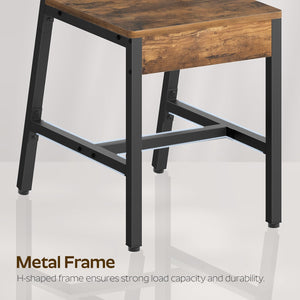 Industrial Dining Chairs Set with Metal Frame & Slanted Back