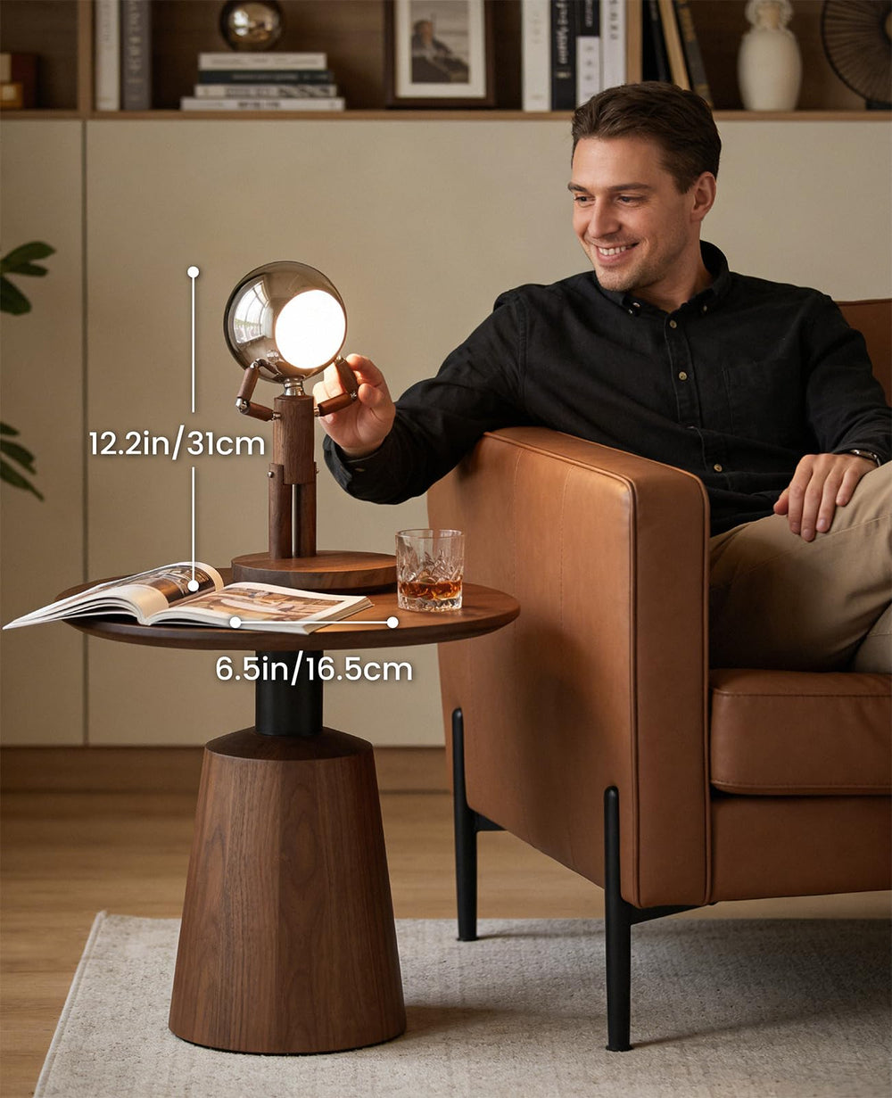 Cordless Rechargeable Wooden Table Lamp with Touch Control & Dimming