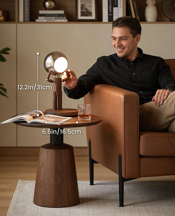 Cordless Rechargeable Wooden Table Lamp with Touch Control & Dimming