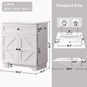 30-Inch Bathroom Vanity with Integrated Ceramic Sink