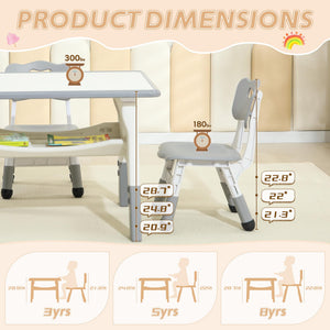 Height-Adjustable Kids Table and 2 Chairs Set