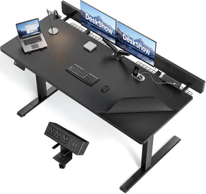 Electric Standing Desk 60x30 with Flip-Top Cable Management & Dual-Beam Frame