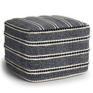 Square Woven Polyester Indoor & Outdoor Pouf – Water Resistant