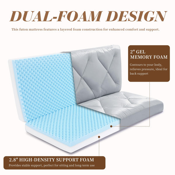 Foldable Futon Mattress with Memory Foam