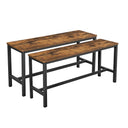 Rustic Brown Dining Bench Set of 2 with Steel Frame