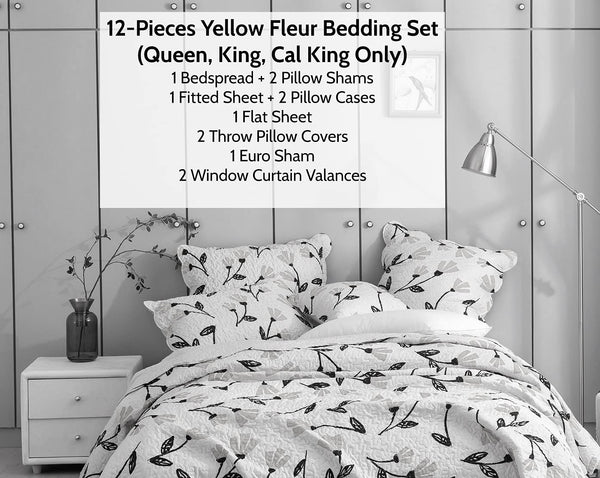 Floral Bed in a Bag Set – Yellow Fleur Botanical Tulips (12-Piece)