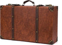 Vintage Leather Suitcase Set with Wooden Frame