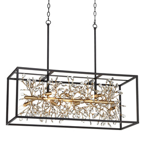8-Light Crystal Rectangular Pendant Chandelier