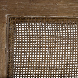 Transitional Wood Bench with Woven Cane Back