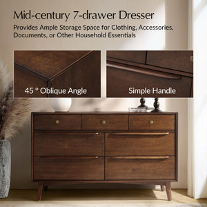 7-Drawer Mid-Century Modern Dresser, 52" Wide