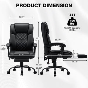 HOFFREE Heated Office Chair Massage Desk Chair with Heat 400lbs Executive Reclining Home Desk Chair with Footrest,Linkage Armrests for Heavy People(Black)