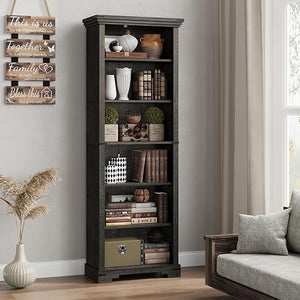 6-Tier Tall Bookshelf with Adjustable Shelves