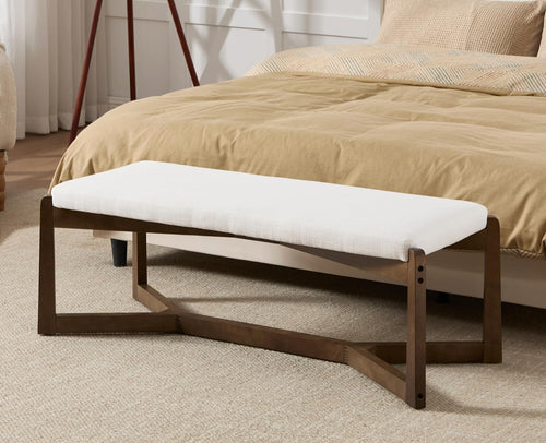 49-Inch Upholstered Entryway Bench with Solid Wood Frame
