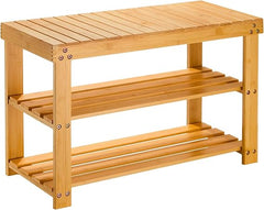 3-Tier Bamboo Shoe Rack Bench with Storage