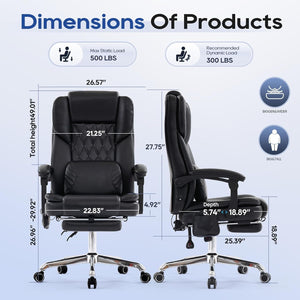 Heavy Duty 500LBS Massage Office Chair with Footrest