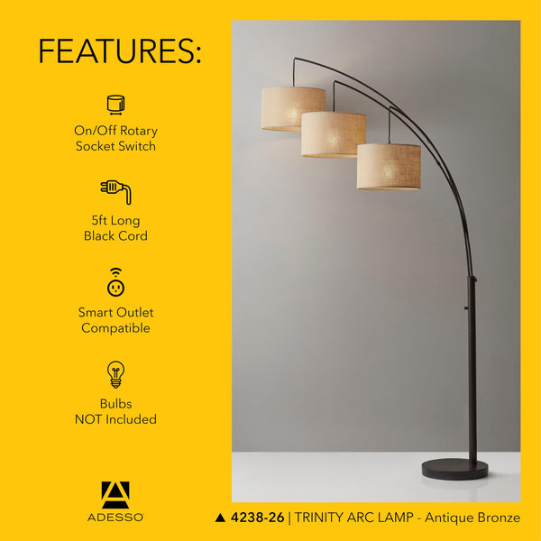 Triple Shade Arc Floor Lamp