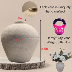 Large Round Ceramic Vase – Rustic Farmhouse Decor