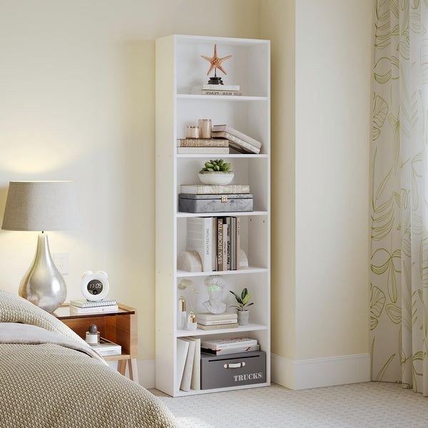 6-Tier Open Bookcase with Storage Shelves