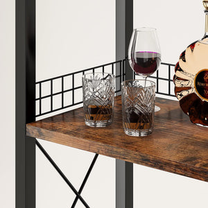 4-Tier Freestanding Wine Rack with Bar Cabinet and Glass Holder