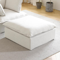 Beige Square Ottoman with Removable Cover