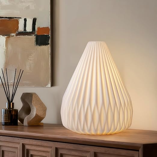 Ceramic Table Lamp – Dimmable, Warm Ambient Light, E12 Bulb Included