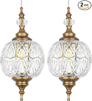 Vintage Glass Pendant Lights Set of 2 – G9 Adjustable Hanging Lights