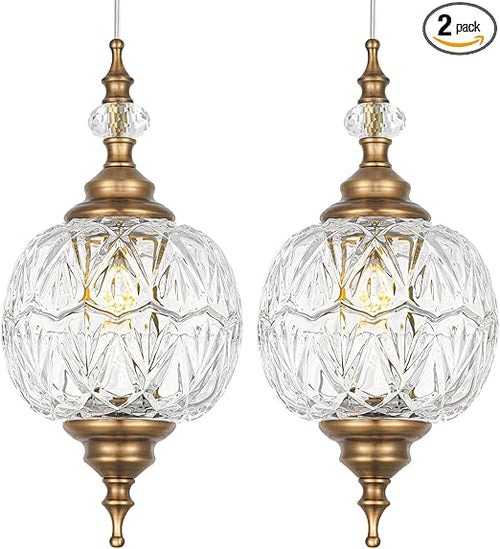 Vintage Glass Pendant Lights Set of 2 – G9 Adjustable Hanging Lights