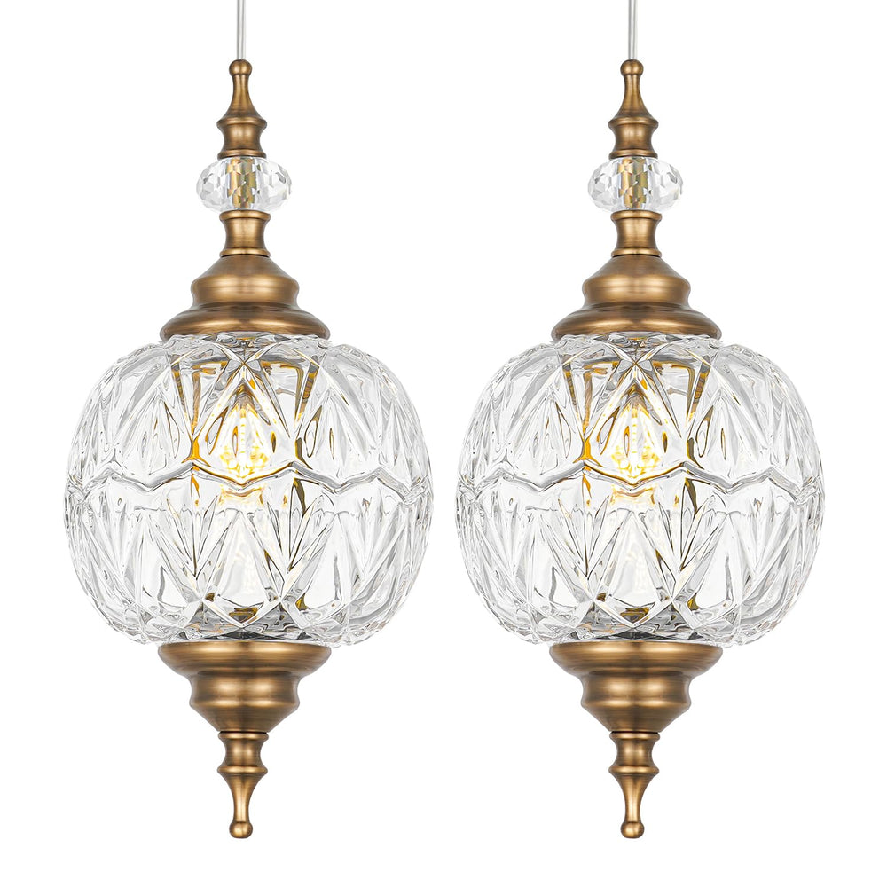 Vintage Glass Pendant Lights Set of 2 – G9 Adjustable Hanging Lights