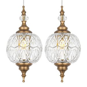 Vintage Glass Pendant Lights Set of 2 – G9 Adjustable Hanging Lights