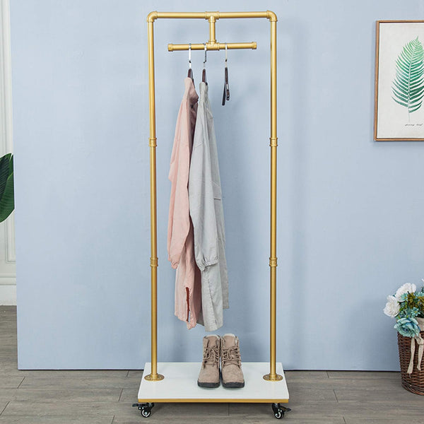 Industrial Pipe & Wood Rolling Garment Rack