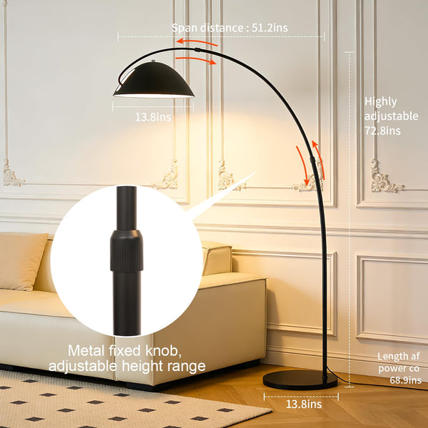 Arc Floor Lamp with Remote, Dimmable LED