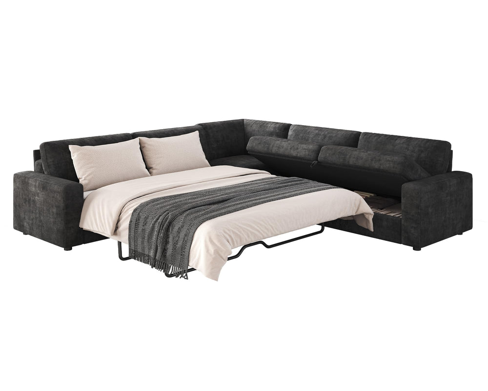 Oversized L-Shaped Sectional Sofa Bed with Pull-Out Sleeper & Storage