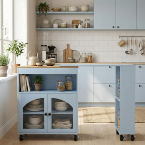 41" Rolling Kitchen Island with Storage