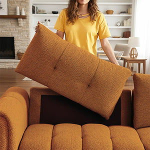 Tufted Boucle Sofa with Rolled Arms - 3-Seat Oversized Loveseat