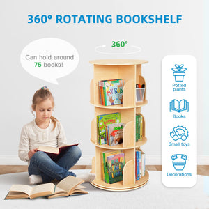 Rotating Corner Bookshelf – 2, 3 & 4-Tier Wood Bookcase