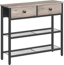 Narrow Console Table with 2 Fabric Drawers & 3-Tier Storage Shelves